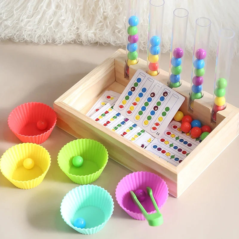 Test Tube Bead Matching Game Educational Toy (Color Recognition Hand-Eye Coordination)