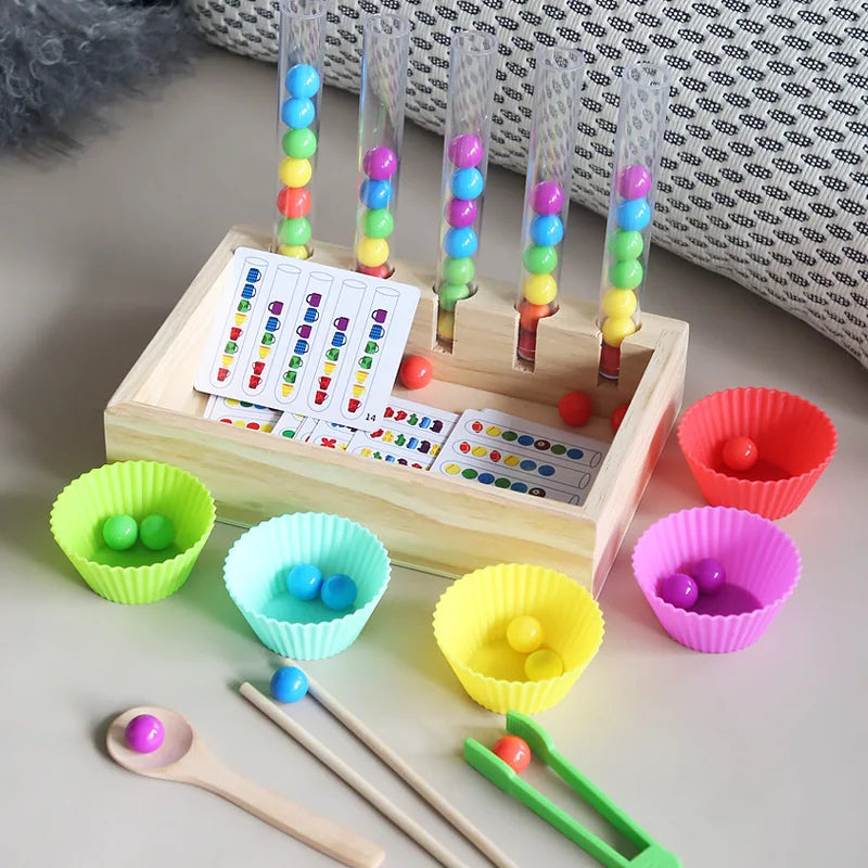 Test Tube Bead Matching Game Educational Toy (Color Recognition Hand-Eye Coordination)