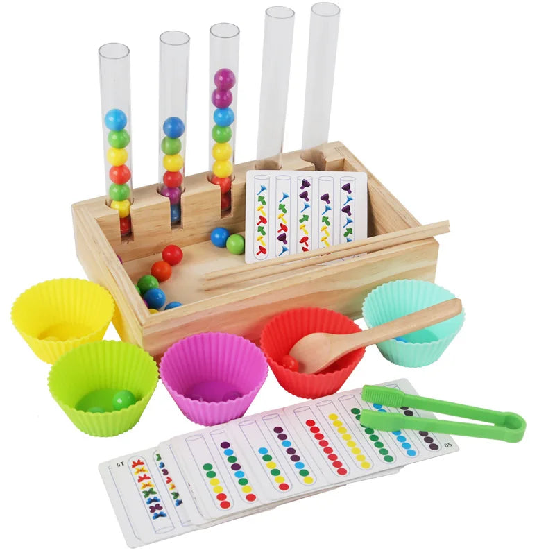Test Tube Bead Matching Game Educational Toy (Color Recognition Hand-Eye Coordination)